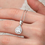 Gümüş Damla Beyaz Zirkon Taşlı Kadın Kolye