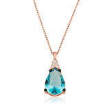 Gümüş Mavi Topaz Damla Kadın Kolye