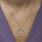 Gümüş Rose Nazarlı El ve Ayak İzi Kadın Kolye