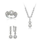 Gümüş Beyaz Taşlı Su Yolu Kadın Set