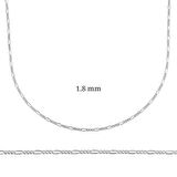 1.8 mm Gümüş Figaro Zincir - 0.50 mikron