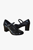 Siyah Rugan Klasik Topuklu Ayakkabı - BK-0035