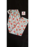 Açık Mavi Ayıcıklı ve Kalp Desenli Pijama Altı Açık Mint Yeşili-BK010003
