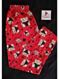 Kırmızı Kumaş Üzerinde Ayıcık Desenli Pijama Altı-BK010004