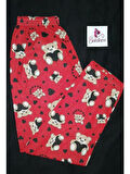 Kırmızı Kumaş Üzerinde Ayıcık Desenli Pijama Altı-BK010004