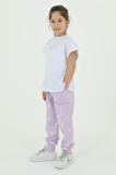 Bisiklet Yaka Kız Çocuk Baskı Detaylı t-shirt Ve Eşofman Takımı