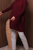 Balenbi Kadın Dik Yaka Basic 80cm Salaş Oversize Triko Tunik 1145