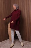 Balenbi Kadın Dik Yaka Basic 80cm Salaş Oversize Triko Tunik 1145