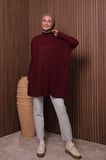 Balenbi Kadın Dik Yaka Basic 80cm Salaş Oversize Triko Tunik 1145
