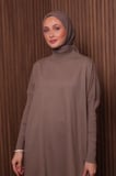 Balenbi Kadın Dik Yaka Basic 80cm Salaş Oversize Triko Tunik 1145