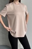 Balenbi Kadın Modal Bisiklet Yaka Basic Yarım Kollu T-Shirt 1211