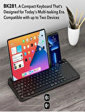 Kablosuz Type-C Şarjlı Bluetooth Klavye Touchpadli Telefon-Tablet Standlı iOS/Android/Windows Uyumlu