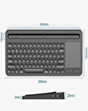 Kablosuz Type-C Şarjlı Bluetooth Klavye Touchpadli Telefon-Tablet Standlı iOS/Android/Windows Uyumlu