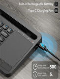 Kablosuz Type-C Şarjlı Bluetooth Klavye Touchpadli Telefon-Tablet Standlı iOS/Android/Windows Uyumlu