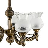 BEŞ KOLLU METAL ESKİTME CADENA DÖKÜM ZAMAK AVİZE MAT BEYAZ CAMLI