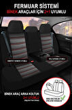 Ssangyong Kyron  Uyumlu 5 KOLTUK TAM SET KRAL SERİSİ JAKAR OTO KOLTUK KILIFI SİYAH-KIRMIZI ŞERİT