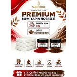 Premium Mum Yapım Hobi Seti - Parafin Wax 1 kg - 2'li Toz Mum Boyası Seti - Kırmızı, Kahverengi BKFABPW1KG2KKH