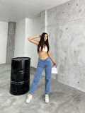 Kadın Esnek/LikralıYüksek Bel Mom Jeans
