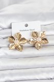 316L Çelik Gold Renk Lotus Çiçek Model Kadın Küpe