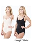 1 Beden Incelten Avantajlı 2li Paket Sıkılaştırıcı Toparlayıcı Çıtçıtlı Korse Siyah Ve Ten Renk