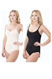 1 Beden Incelten Avantajlı 2li Paket Sıkılaştırıcı Toparlayıcı Çıtçıtlı Korse Siyah Ve Ten Renk