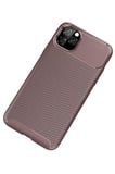 Newface Apple iPhone 11 Pro Kılıf Auto Focus Karbon Kapak - Kahverengi