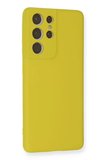 Newface Samsung Galaxy S21 Ultra Kılıf Nano içi Kadife Silikon - Sarı