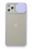 Newface Apple iPhone 11 Pro Max Kılıf Palm Buzlu Kamera Sürgülü Silikon - Lila