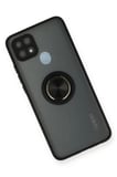 Newface Oppo A15 Kılıf Montreal Yüzüklü Silikon Kapak - Siyah