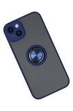 Newface Apple iPhone 14 Kılıf Montreal Yüzüklü Silikon Kapak - Lacivert