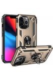 Newface Apple iPhone 14 Pro Max Kılıf Sofya Yüzüklü Silikon Kapak - Gold