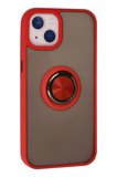 Newface iPhone 15 Kılıf Montreal Yüzüklü Silikon Kapak - Kırmızı