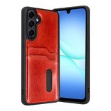 Newface Samsung Galaxy A37 5G Sara Kartvizitli Deri Kılıf - Kırmızı
