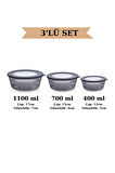 3'lü Set Çok Amaçlı 400ml Yuvarlak Saklama Kabı, Mikrodalga, Kahvaltılık, Çerezlik