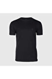 Erkek Siyah Baskılı Regular Fit Kalıp Likralı Kumaş T-shirt