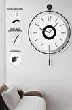 (ORTA BOY)black Fred Led Kristal- - Modern Dekoratif Metal Duvar Saati