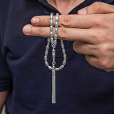 BlackCraft Gümüş Arpa Kesim Erkek Tesbih (BC-C52F98)