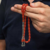 BlackCraft Gümüş Püsküllü Kapsül Kesim Sıkma Kehribar Tesbih (BC-6C2F76)