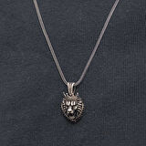 BlackCraft Gümüş Taçlı Aslan Figürlü Erkek Kolye (BC-F123EA)