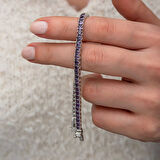 BlackCraft Gümüş Mor Zirkon Taşlı Su Yolu Kadın Bileklik (BC-F9AD5E)