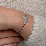 BlackCraft Gümüş Zirkon Taşlı Kelebek Kadın Bileklik (BC-261FD5)