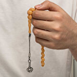 BlackCraft Gümüş Kazaz Püsküllü Sıkma Kehribar Tesbih (BC-E401FC)