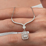 BlackCraft Gümüş Baget Taşlı Gerdanlık Model Kadın Kolye (BC-98DB7E)