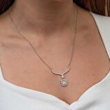 BlackCraft Gümüş Baget Taşlı Gerdanlık Model Kadın Kolye (BC-98DB7E)