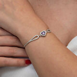 BlackCraft Gümüş Mor Zirkon Taşlı Kalp Bileklik (BC-0E68F9)