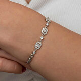 BlackCraft Gümüş Üçlü Baget Taşlı Kadın Bileklik (BC-37A5EB)