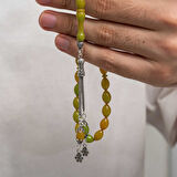 BlackCraft Gümüş Püsküllü Sıkma Kehribar Tesbih (BC-AD5C38)