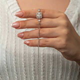 BlackCraft Gümüş Kare Baget Taşlı Kadın Bileklik (BC-3FAE9E)