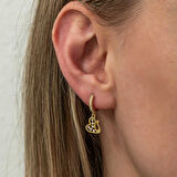 BlackCraft Gümüş Sallantılı Gold Kuğu Kadın Küpe (BC-676F96)