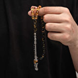 BlackCraft Gümüş Püskül Sıkma Kehribar Tesbih (BC-2EE3B4)